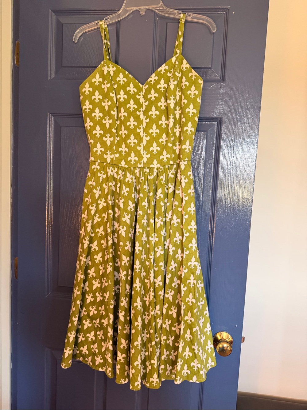 Pinup Couture Olive Green Fleur-de-Lis Midi SundressXL
